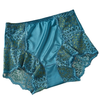 Gaćice za žene plus veličine s visokim strukom, čipkaste s cvjetnim uzorkom, pamučna podstava, Jacquard