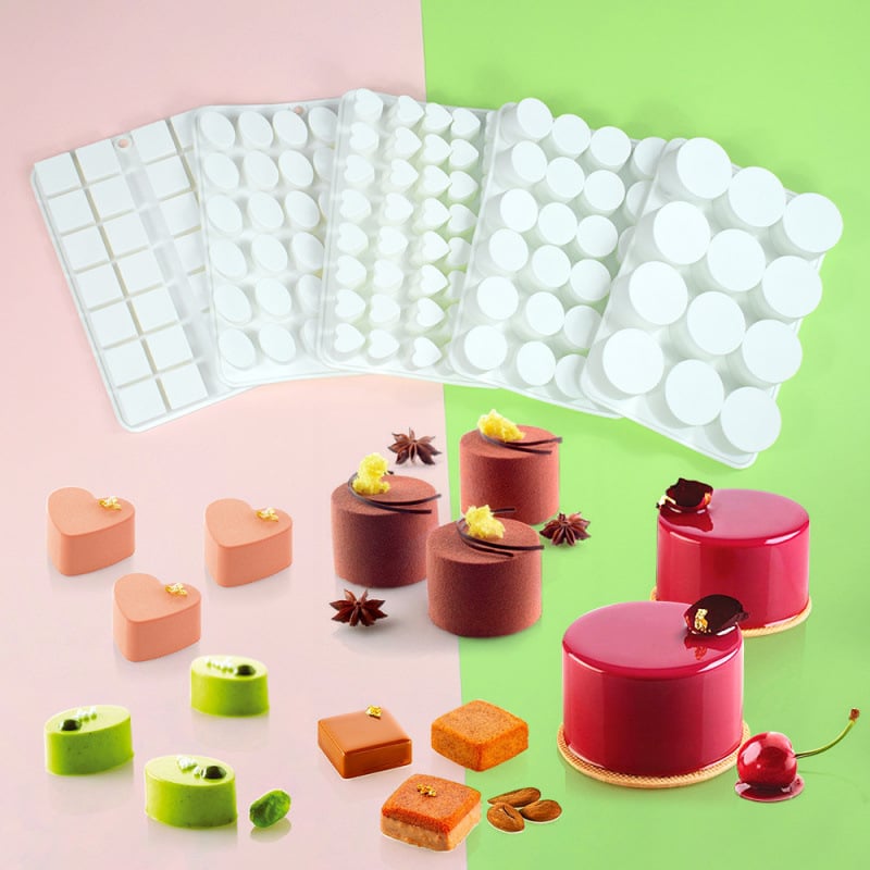 Silikon kalupi za tortu i mousse – srce, cilindar, kvadrat i oval za čokoladu i punjenje