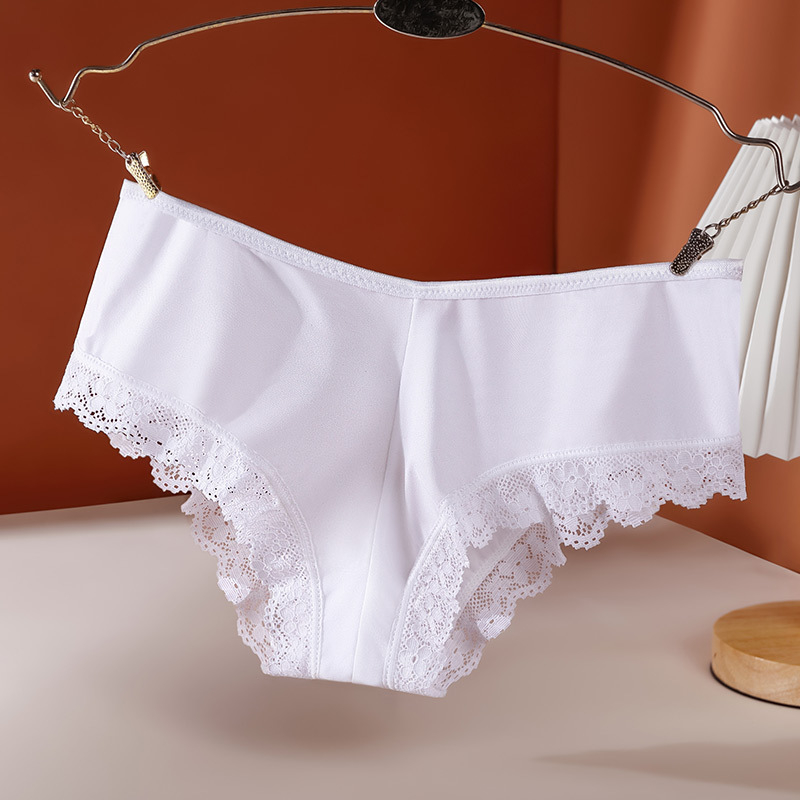 Ženske gaćice od ice silk, bezšivne, niskog struka, s čipkastim rubom