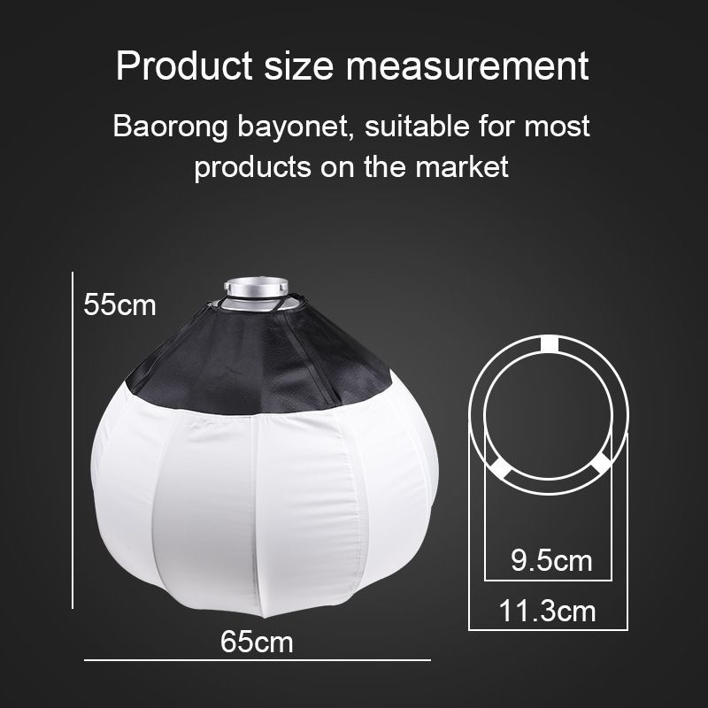 65 cm mekana svjetlosna kugla za fotografiju, softbox, sferni difuzor za prijenos uživo, aluminijski Bowens navoj