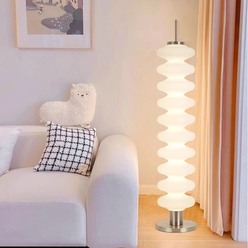 FS-HL102 Podna lampa s akrilnim abažurom, bijela, oblik tikve u danskom stilu, ambijentalno osvjetljenje Nordic Cream