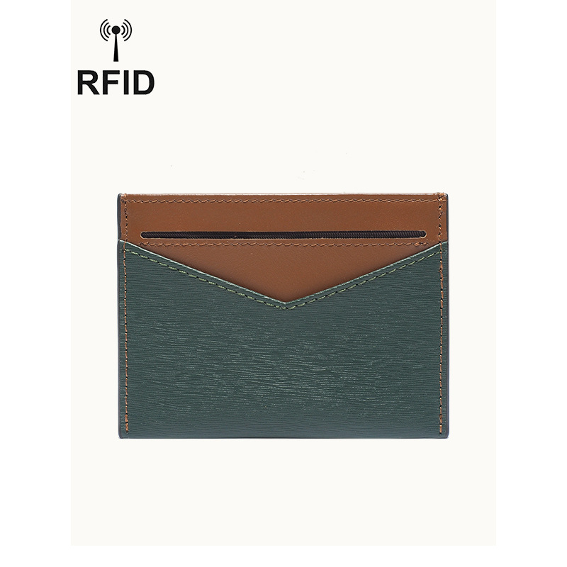 RFID ultratanki držač kartica, prirodna koža, geometrijski uzorak, unisex, vodootporan