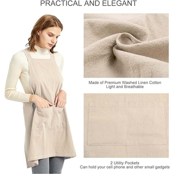 Pregača s trakama od pamuka i lana, za kafiće, pekare i restorane — unisex, vodootporna, korejski stil, jedna veličina