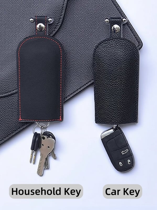 Prava koža, izvlačna futrola za ključeve – unisex, futrola za auto ključeve, minimalistički dizajn, kontrastne boje