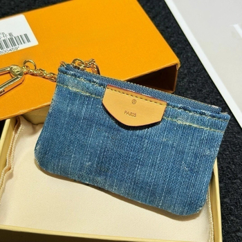 Denim novčanik za kovanice i držač kartica, veličine L, mala torbica s privjeskom