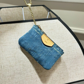 Denim novčanik za kovanice i držač kartica, veličine L, mala torbica s privjeskom