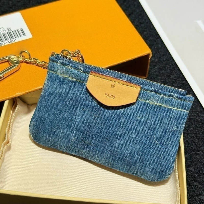 Denim novčanik za kovanice i držač kartica, veličine L, mala torbica s privjeskom