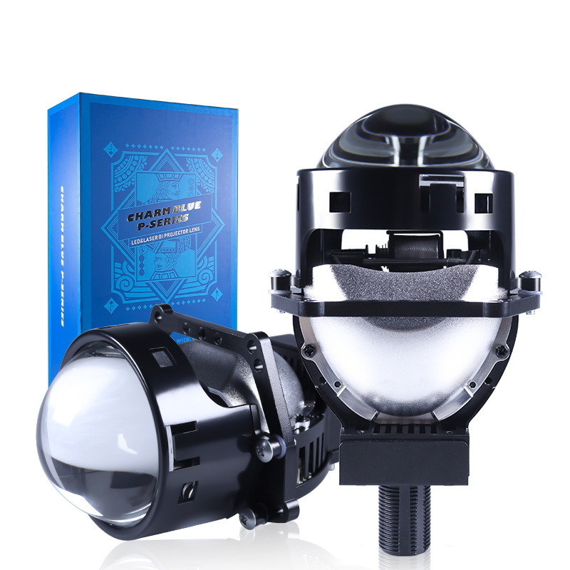 Far LED auto cu lentilă dublă de 3 inch, compatibil H4/H7 și 9005/9006, fascicul înalt și jos, 55W