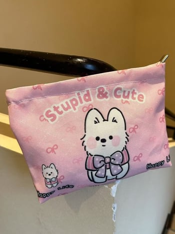 Ružičasta West Highland clutch torbica, velika kapaciteta, prijenosna kozmetička torbica, Chanel inspiriran stil, novčanik za kovanice