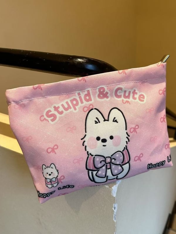 Ružičasta West Highland clutch torbica, velika kapaciteta, prijenosna kozmetička torbica, Chanel inspiriran stil, novčanik za kovanice