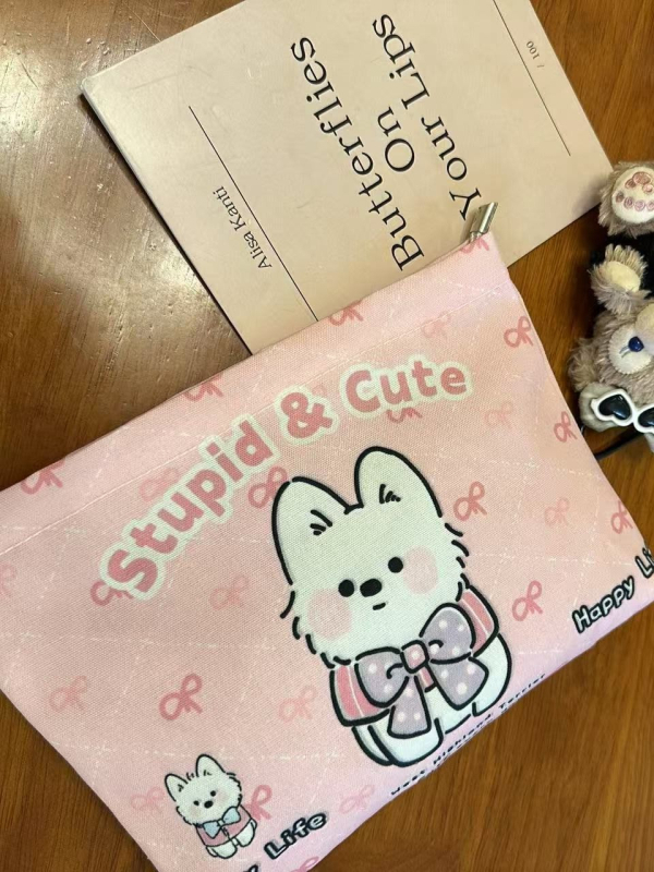 Ružičasta West Highland clutch torbica, velika kapaciteta, prijenosna kozmetička torbica, Chanel inspiriran stil, novčanik za kovanice