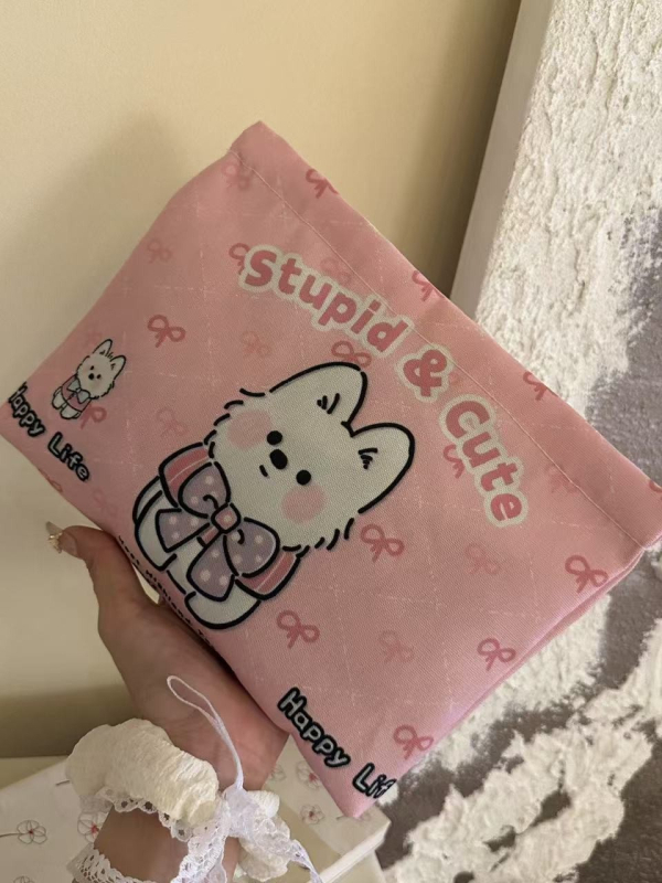 Ružičasta West Highland clutch torbica, velika kapaciteta, prijenosna kozmetička torbica, Chanel inspiriran stil, novčanik za kovanice