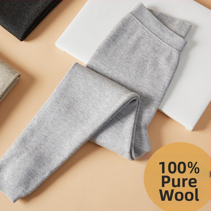 Unisex nohavice z vlnen na jeseň-zimu, teplé, káro vzor, vysoký pás, úzky strih