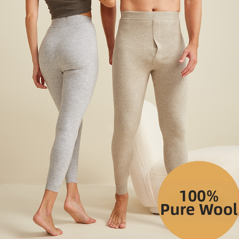 Unisex nohavice z vlnen na jeseň-zimu, teplé, káro vzor, vysoký pás, úzky strih