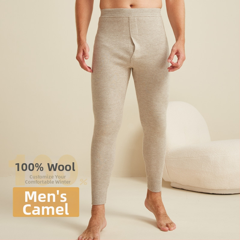 Unisex nohavice z vlnen na jeseň-zimu, teplé, káro vzor, vysoký pás, úzky strih