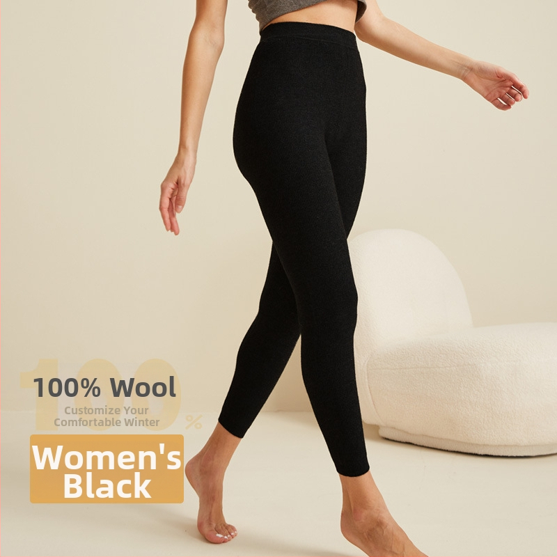 Unisex nohavice z vlnen na jeseň-zimu, teplé, káro vzor, vysoký pás, úzky strih