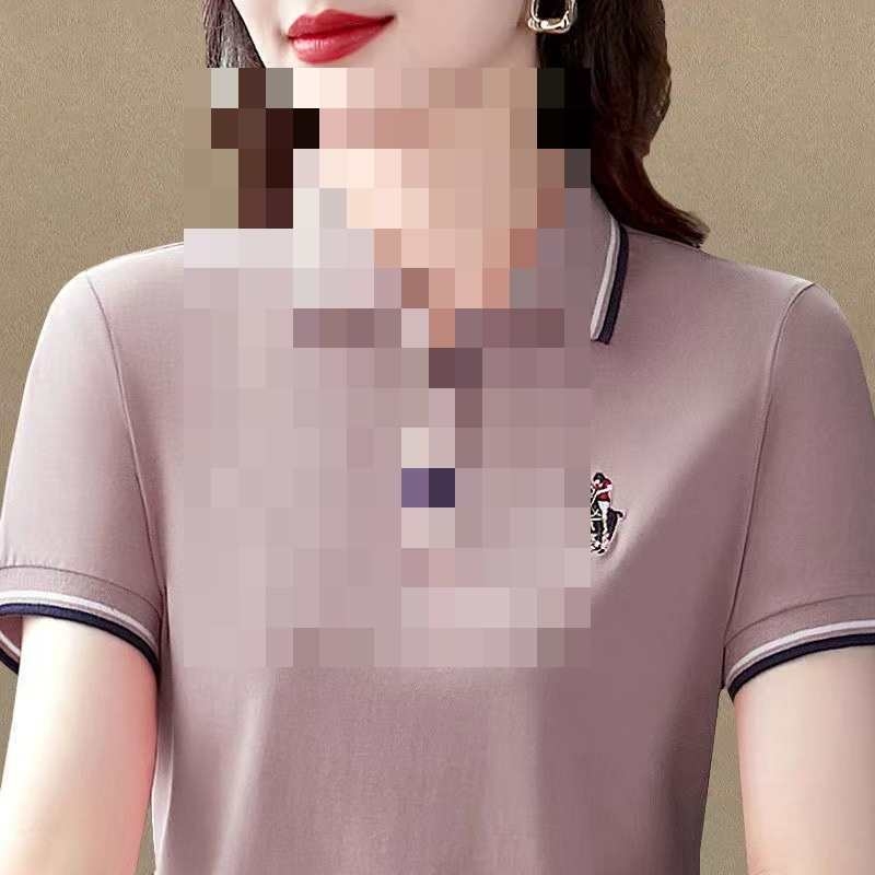 Γυναικείο polo μπλουζάκι σε καλοκαιρινό κορεατικό στυλ, κοντό μανίκι, μέγεθος PLUS, καθημερινό αθλητικό τοπ