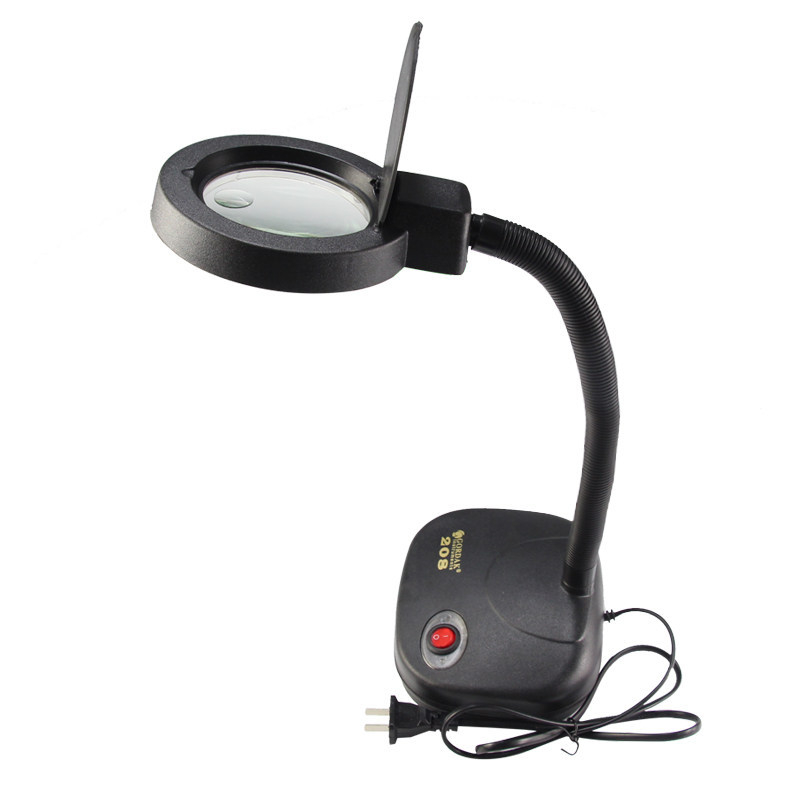 Gaudi LED stolna lampa s integriranom lupom, kompaktna stolna rasvjeta za elektroničke popravke, višerazinsko podešavanje osvjetljenja