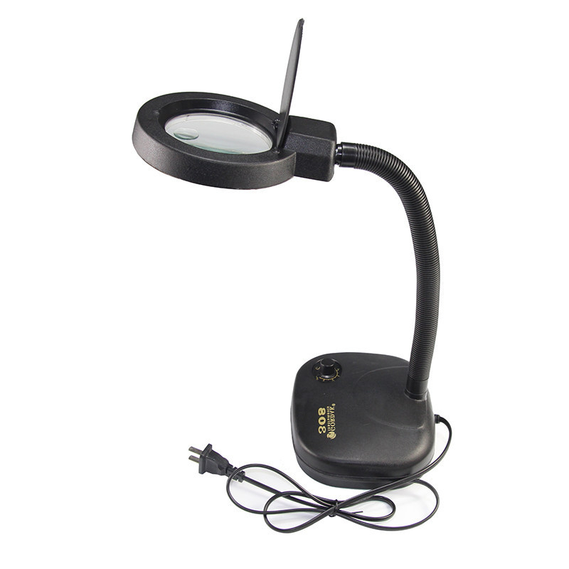 Gaudi LED stolna lampa s integriranom lupom, kompaktna stolna rasvjeta za elektroničke popravke, višerazinsko podešavanje osvjetljenja
