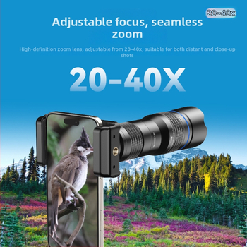 Telescope monocular cu zoom continuu 20-40x, obiectiv telefoto pentru telefon, vizionare în aer liber