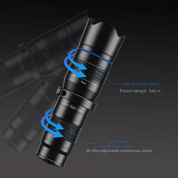 Telescope monocular cu zoom continuu 20-40x, obiectiv telefoto pentru telefon, vizionare în aer liber