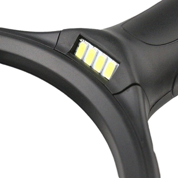 Chuda ručna lupa promjera 145 mm, 4 LED, za čitanje starijih, 10× povećanje, sustav dviju leća