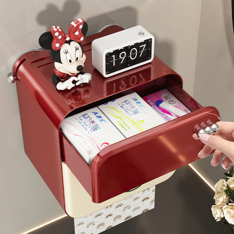 Kutija za papir za WC, zidna kutija s usisnom čepom, bez bušenja, retro, luksuzna kućna upotreba