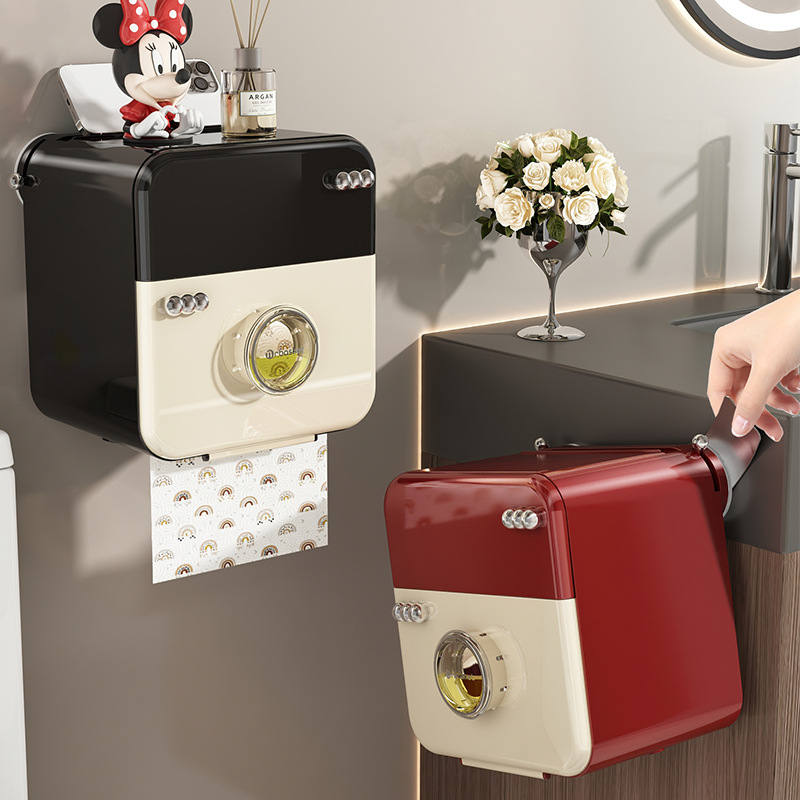 Kutija za papir za WC, zidna kutija s usisnom čepom, bez bušenja, retro, luksuzna kućna upotreba