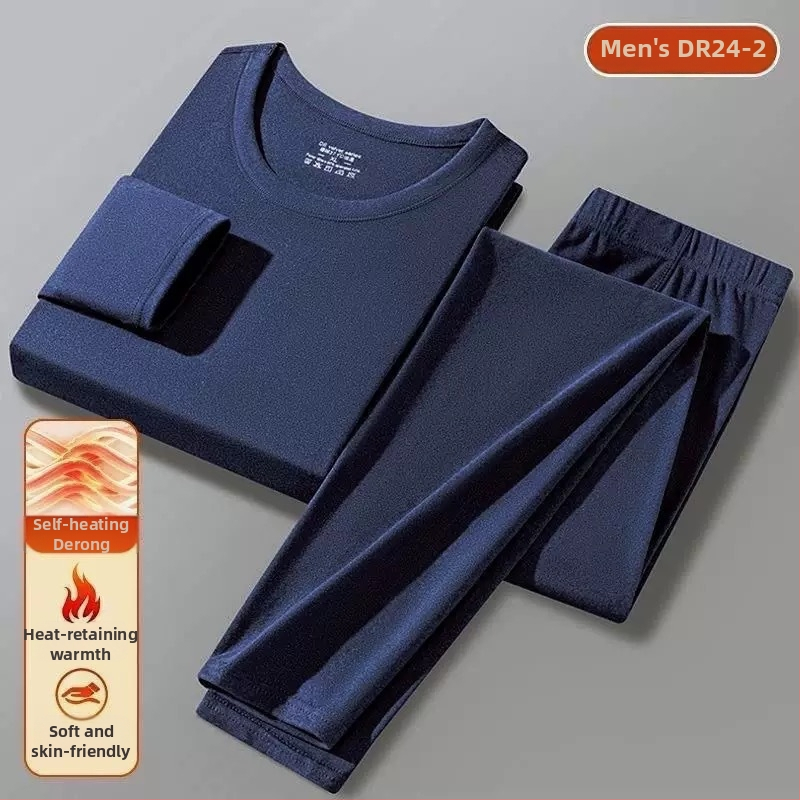 Derong dvostrani termalni set za muškarce, bazni sloj, s okruglim vratom, tanak fleece, samozagrijavajući, gornji i donji dio