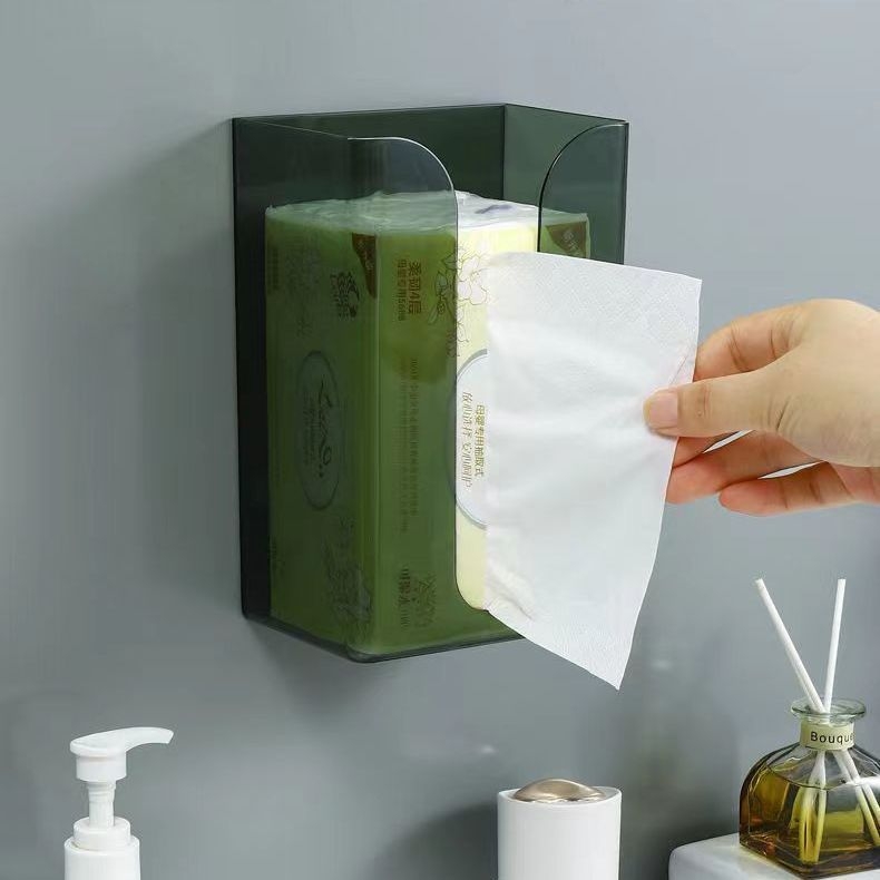 Zidna kutija za maramice - prozirna plastična, lagani luksuzni dizajn, bez bušenja, pogodno za kupaonicu i dnevni boravak