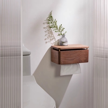Stenska kutija za papir za WC od orahovog drveta za kupaonicu