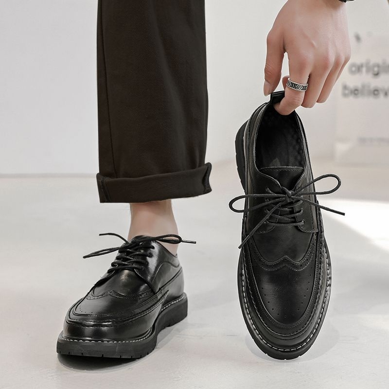 Muške kožne brogue cipele za formalni stil s unutarnjom podstavom za povećanje visine, za vjenčanje