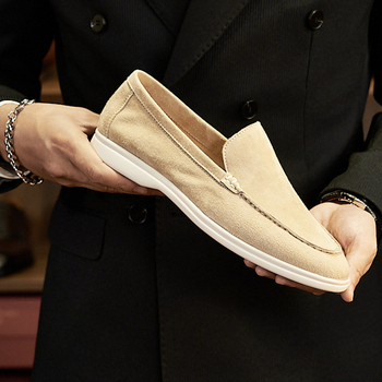 Ανδρικά δερμάτινα loafers σε βρετανικό στυλ, χειροποίητα, slip-on, καθημερινά παπούτσια με επίπεδη σόλα