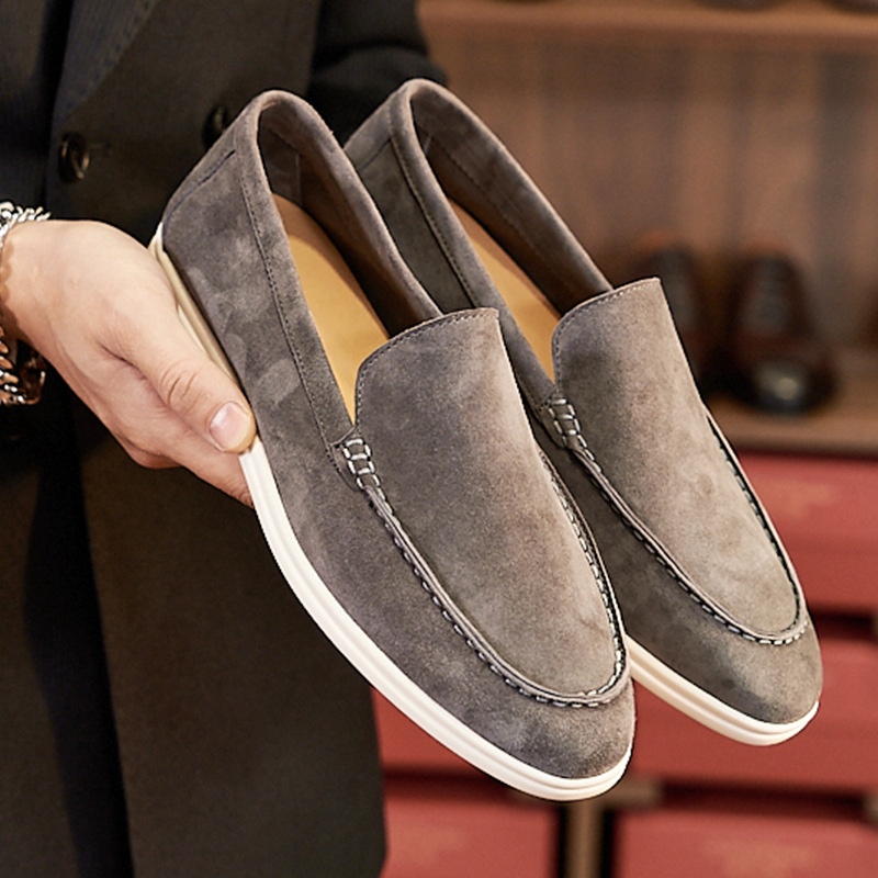 Ανδρικά δερμάτινα loafers σε βρετανικό στυλ, χειροποίητα, slip-on, καθημερινά παπούτσια με επίπεδη σόλα