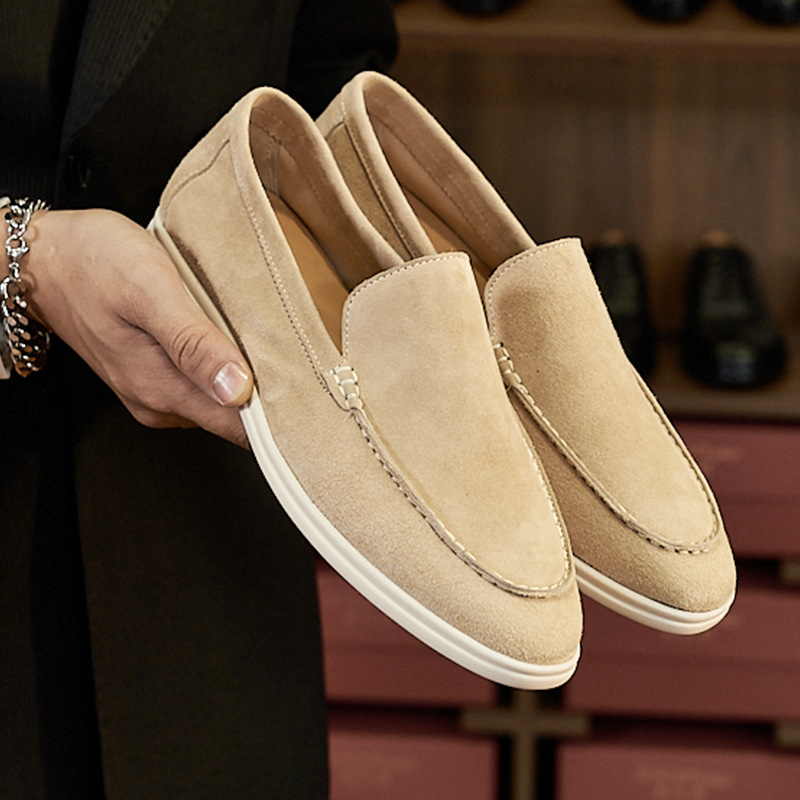 Ανδρικά δερμάτινα loafers σε βρετανικό στυλ, χειροποίητα, slip-on, καθημερινά παπούτσια με επίπεδη σόλα
