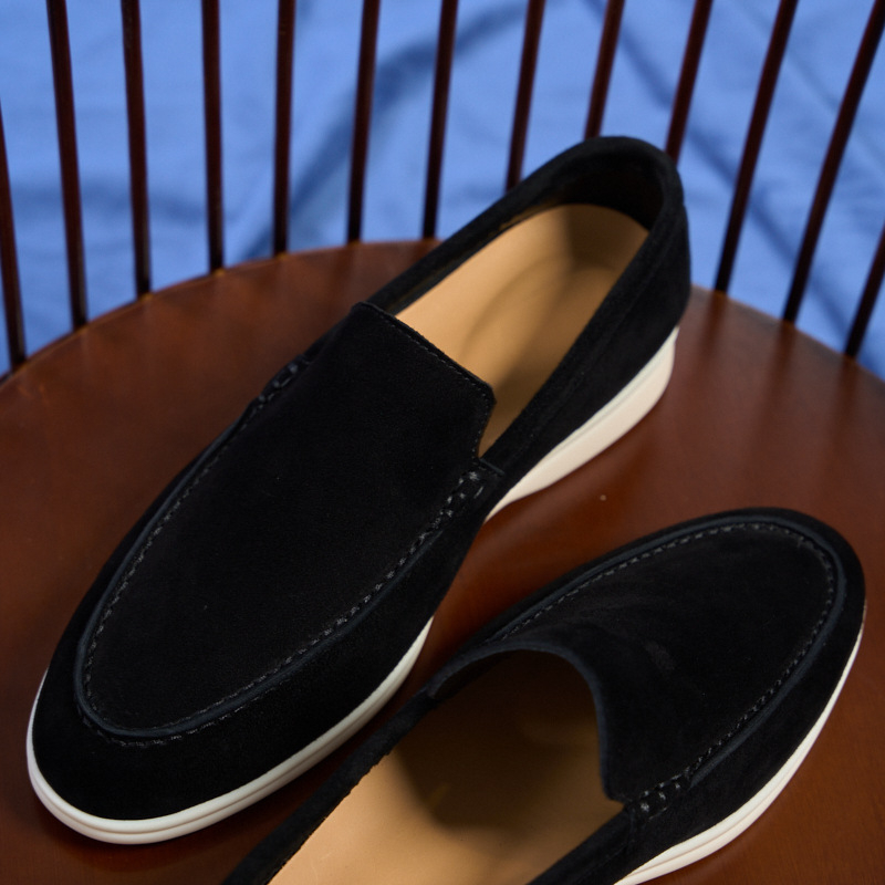 Ανδρικά δερμάτινα loafers σε βρετανικό στυλ, χειροποίητα, slip-on, καθημερινά παπούτσια με επίπεδη σόλα
