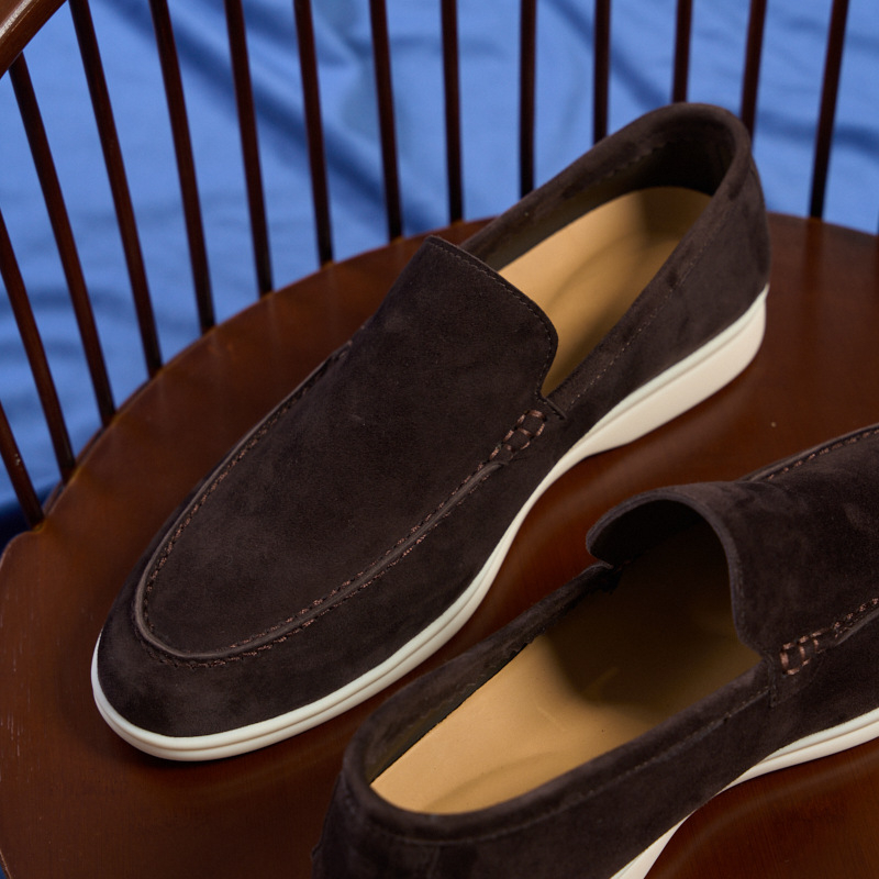 Ανδρικά δερμάτινα loafers σε βρετανικό στυλ, χειροποίητα, slip-on, καθημερινά παπούτσια με επίπεδη σόλα
