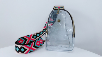 Prozirna PVC ženska torbica za struk s leopard uzorkom jacquard remenom, crossbody retro torba
