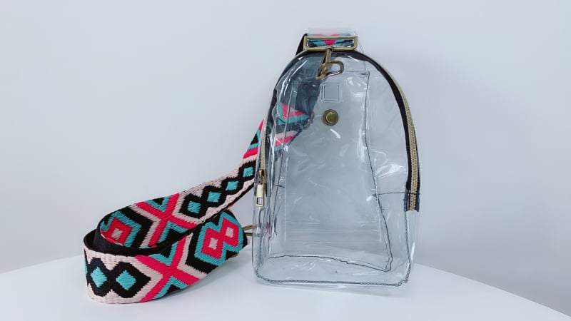 Prozirna PVC ženska torbica za struk s leopard uzorkom jacquard remenom, crossbody retro torba