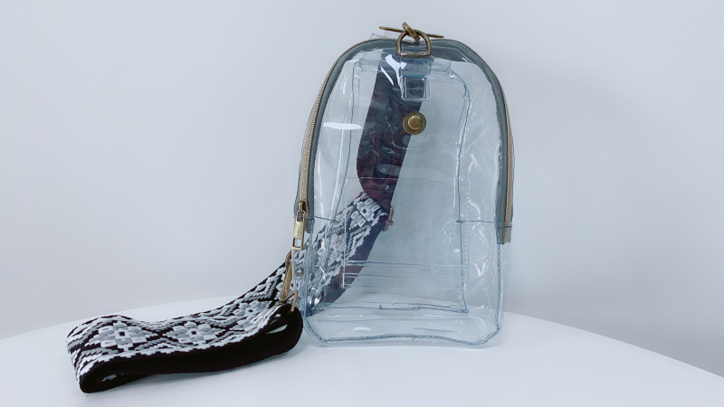 Prozirna PVC ženska torbica za struk s leopard uzorkom jacquard remenom, crossbody retro torba