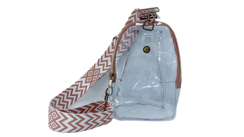 Prozirna PVC ženska torbica za struk s leopard uzorkom jacquard remenom, crossbody retro torba