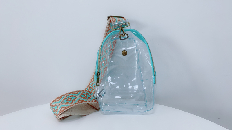 Prozirna PVC ženska torbica za struk s leopard uzorkom jacquard remenom, crossbody retro torba