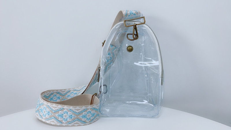 Prozirna PVC ženska torbica za struk s leopard uzorkom jacquard remenom, crossbody retro torba