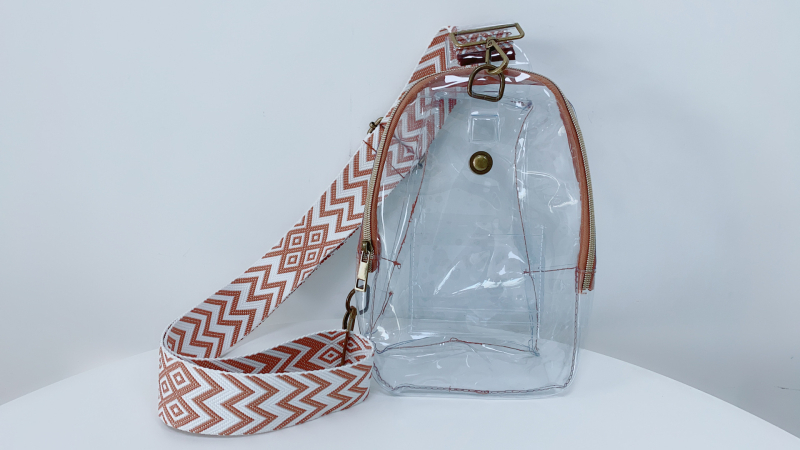 Prozirna PVC ženska torbica za struk s leopard uzorkom jacquard remenom, crossbody retro torba