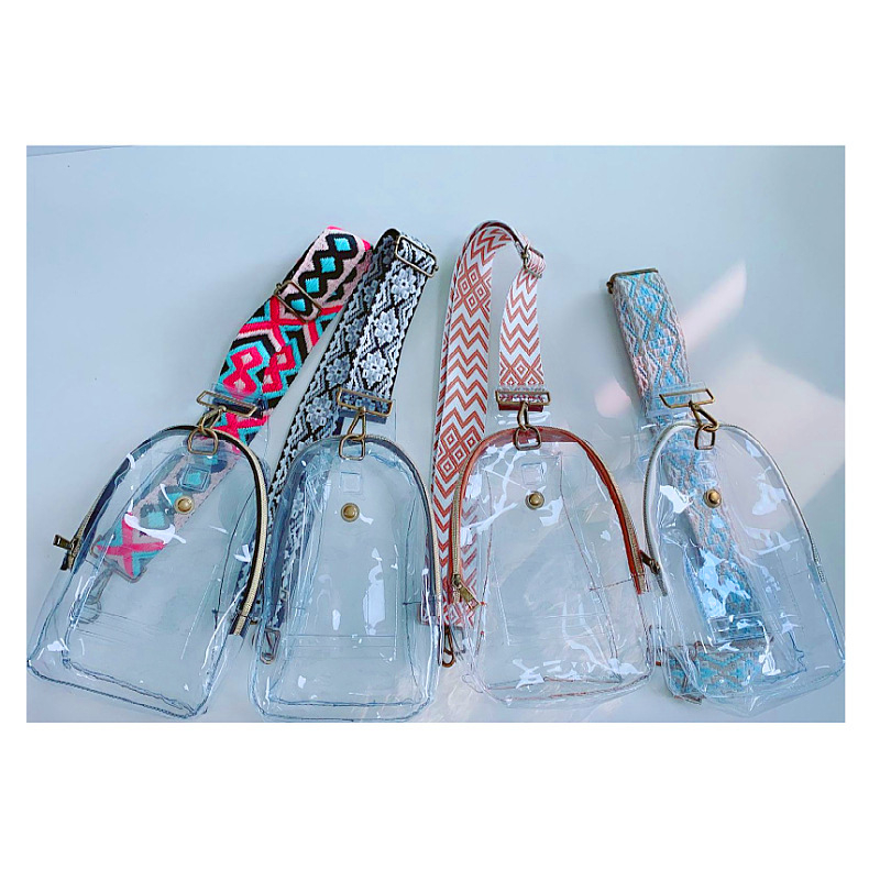 Prozirna PVC ženska torbica za struk s leopard uzorkom jacquard remenom, crossbody retro torba