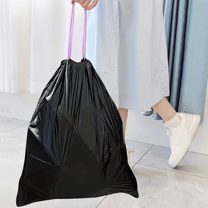 E-Clean vreće za otpad u kuhinji, debele crne s vezicom, automatsko zatvaranje plastičnih vrećica