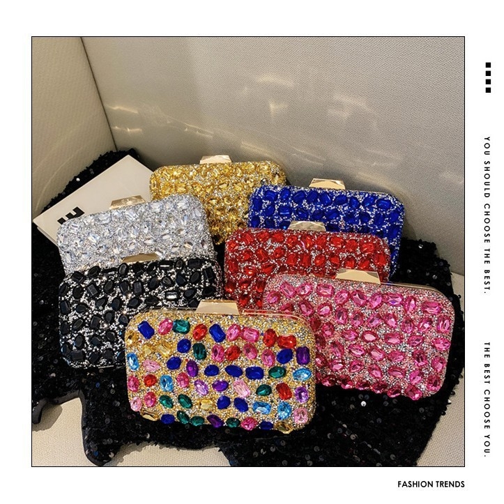 Ženska večernja torbica od akrila s dijamantima, luksuzni kvadratni clutch za vjenčanja i zabave