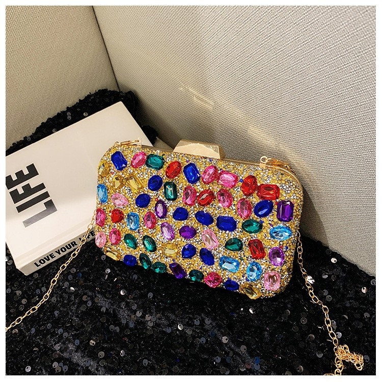 Ženska večernja torbica od akrila s dijamantima, luksuzni kvadratni clutch za vjenčanja i zabave