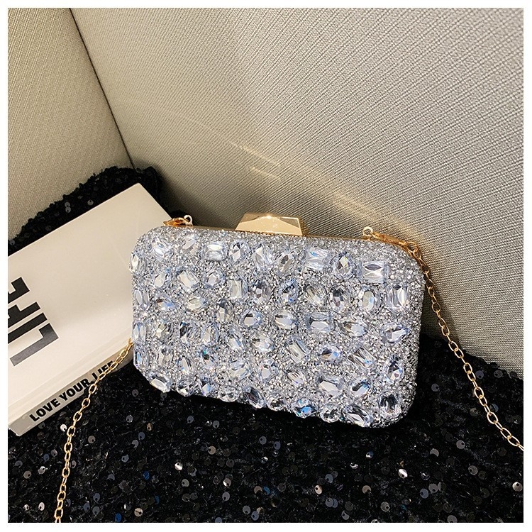 Ženska večernja torbica od akrila s dijamantima, luksuzni kvadratni clutch za vjenčanja i zabave