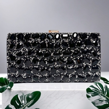 Diamantima ukrašena četvrtasta večernja torbica, za haljinu tipa qipao, torba za rame ili clutch